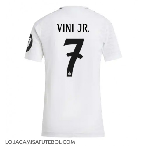 Camisa de Futebol Real Madrid Vinicius Junior #7 Equipamento Principal Mulheres 2024-25 Manga Curta